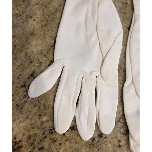 Vintage Womens Size M white Nylon Formal 22" Long Opera Gloves *missing buttons* - Picture 7 of 16